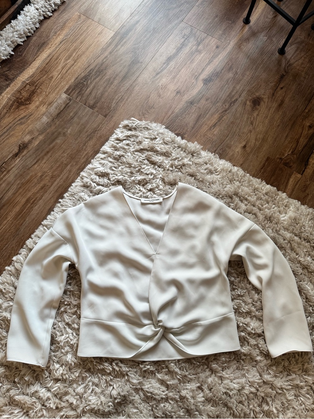 Amanda Uprichard Cream V-Neck Twist-Front Top